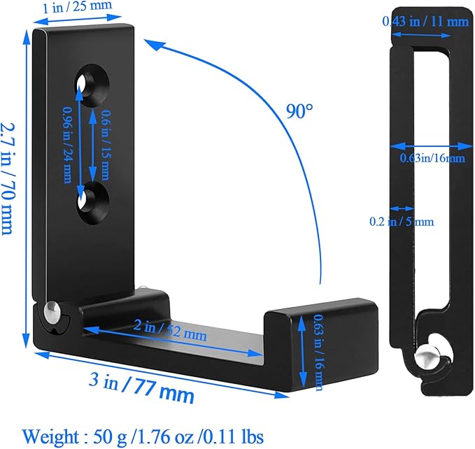 OHIYO Folding Wall Hook 2PCS Folding Coat Hooks for Hanging Heavy Duty Coat & Bag & Backpack & Hat & Headphone Foldable Coat Hooks Wall Mounted Saves Space (Black)