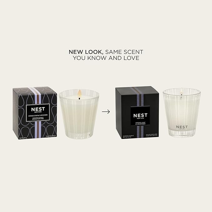 NEST New York Scented Classic Candle, Cedar Leaf & Lavender - 8.1 oz - Up to 60-Hour Burn Time - Reusable Glass Vessel