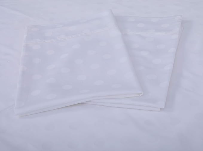 Threadmill Cotton Full Size Sheet Set | 100% Cotton Sheets for Full Size Bed | Damask Jacquard Full Bed Sheets Set with 16” Deep Pocket | Soft Sateen Weave 4-Piece Cooling Bedding Set | White