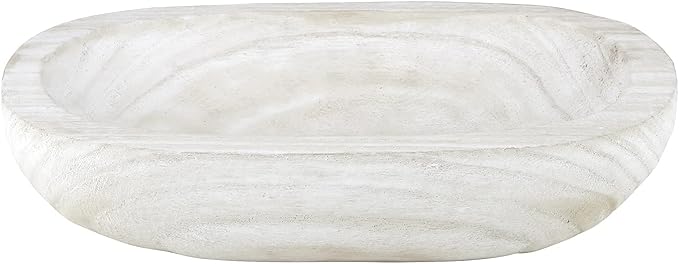 Santa Barbara Design Studio Table Sugar Paulownia Wood Bowl, 12.25-Inch Diameter, White