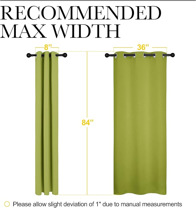 NICETOWN Window Treatment Thermal Insulated Solid Grommet Blackout Curtains/Drapes for Bedroom (2-Pack, 42 by 84 Long, Fresh Green)