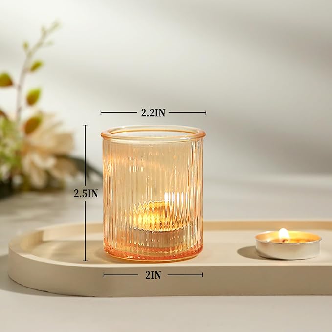 36pcs Gold Votive Candle Holders, Glass Tea Light Candle Holders for Birthday Decor, Candle Votives for Wedding Centerpiece & Home Decor (Gold)