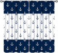 Anchor Pattern Curtains, Nautical Theme Navy Blue White Anchor Sea Life Adventure Print Blackout Window Treatments for Living Room Boys Men's Bedroom 55x63in