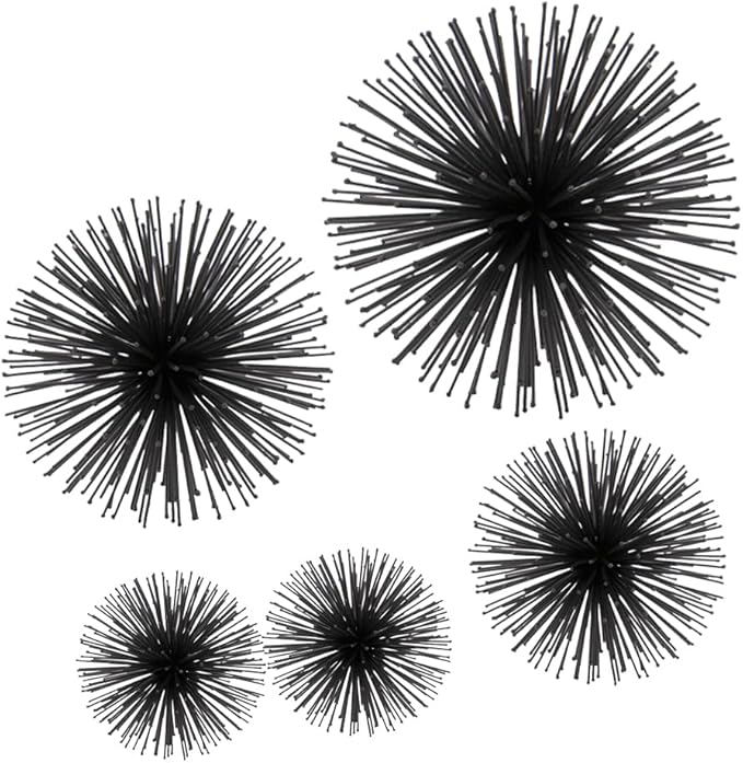 Modern Day Accents 5351 Erizo Spiked Medium Black Sphere, Coffee Table Room Decor, Black Decor, Table Decor, Shelf Decor, Modern Decor, Starburst Centerpiece, Spike Ball Decoration, Home, 8" D