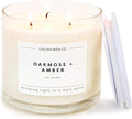 Calyan Wax Co. 3 Wick Candle, Oakmoss + Amber Scented Candle, 43 Hour Burn Time, 3 Wick Soy Candles, Non Toxic & Vegan Soy Wax, Glass Jar Scented Candles, 14.9oz