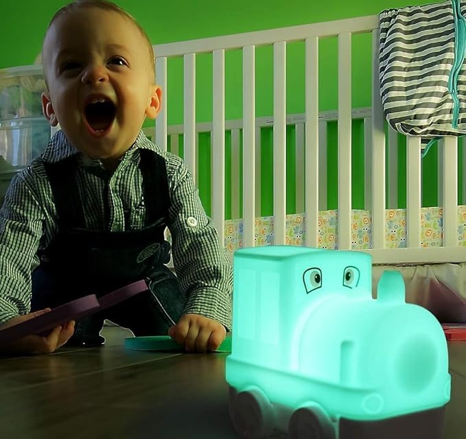 Kids Night Light, USB Rechargeable, 9 Color-Changing, Eye-Caring, Remote & Touch Control, Adjustable Brightness, Girl & Boy Gift - Train