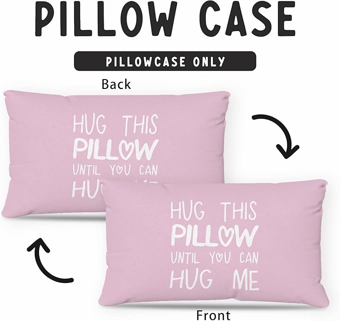 Sufamb Hug This Pillow Until You Can Hug Me Throw Pillow Covers Decor for Bedroom,12''x20'' Pillow case, Boyfriend Girlfriend Birthday Gifts，Long Distance Relationships Gifts（Purple）(20x12in)