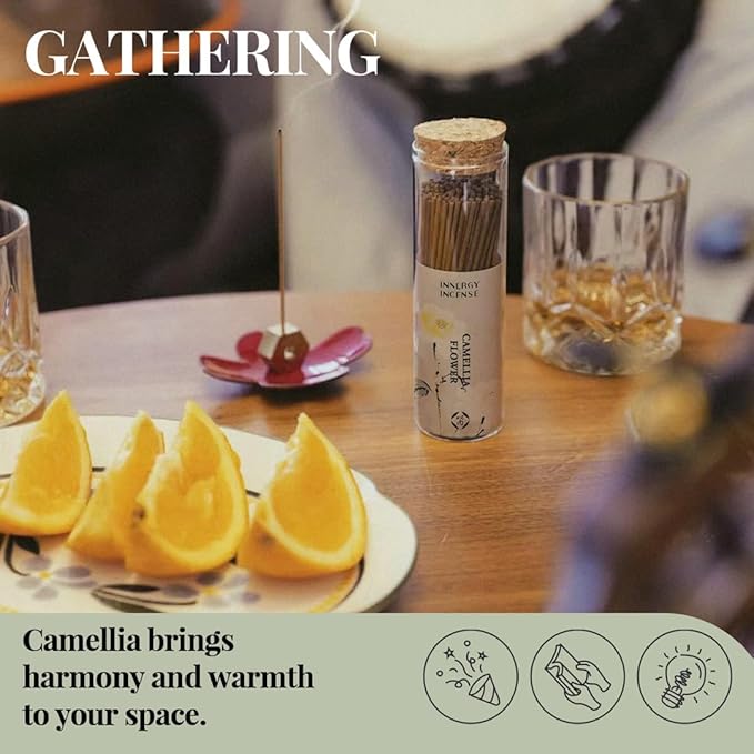 Focus & Harmony - Innergy Camellia Incense Sticks, Natural Floral Essence for Reading Calm, 150 Sticks