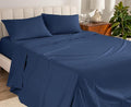 Bare Home 100% Organic Cotton Queen Sheet Set - Crisp Percale Weave - Lightweight & Breathable - Bedding Sheets & Pillowcases (Queen, Dark Blue)