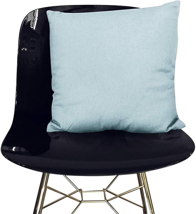 Encasa XO Throw Pillow Covers 18x18 in Set of 2 Ice Blue | No Inserts | Cotton Pillow Covers for Living Room, Bed, Sofa, Couch | Decorative Cushion Covers with Improved Zippers