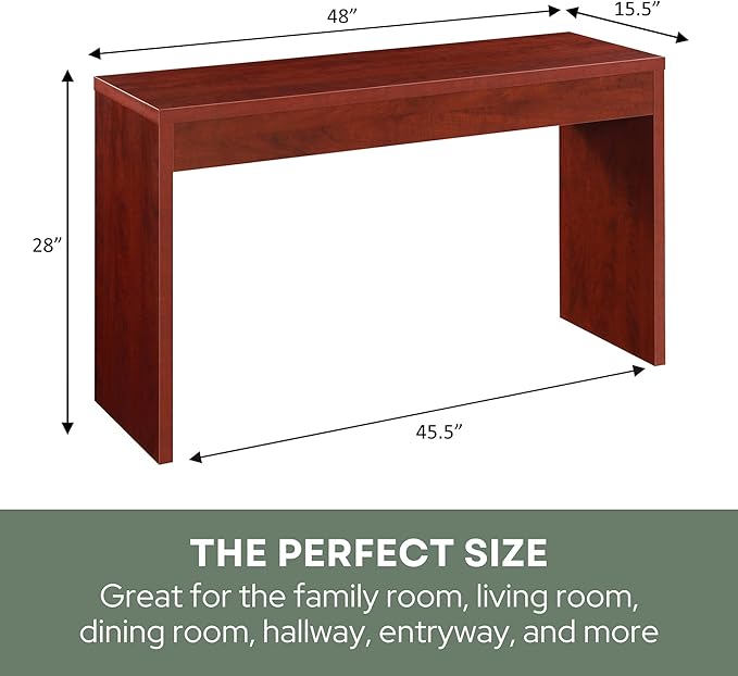 Convenience Concepts Northfield Hall Console Table 48" - Modern, Minimalist Narrow Sofa Display Accent for Contemporary Living Room, Entryway, or Hallway, Cherry