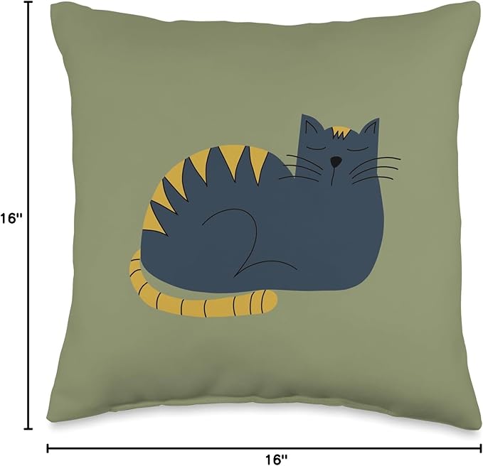 Cute Scandinavian Animals Designs Scandinavian Mom Boho Cat Khaki Throw Pillow, 16x16, Multicolor