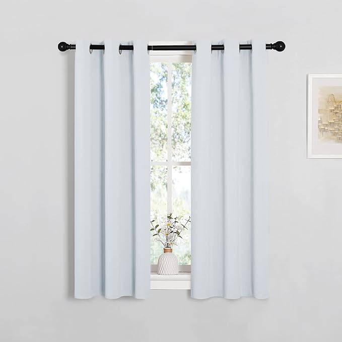 NICETOWN Room Darkening Draperies Curtains Panels, Window Treatment Thermal Insulated Grommet Room Darkening Curtains/Drapes for Bedroom (2 Panels, 29 by 45, Platinum-Greyish White)