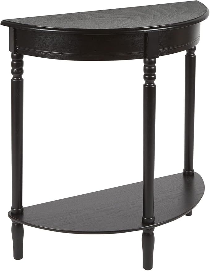 Decor Therapy Simplfy Moon Entry Table,with Shelves & Easy Assembly, Wood-(28.5" x 11.8" x 28.5") Simplify Half Round, 28.5" x 28.5" x 12", Black