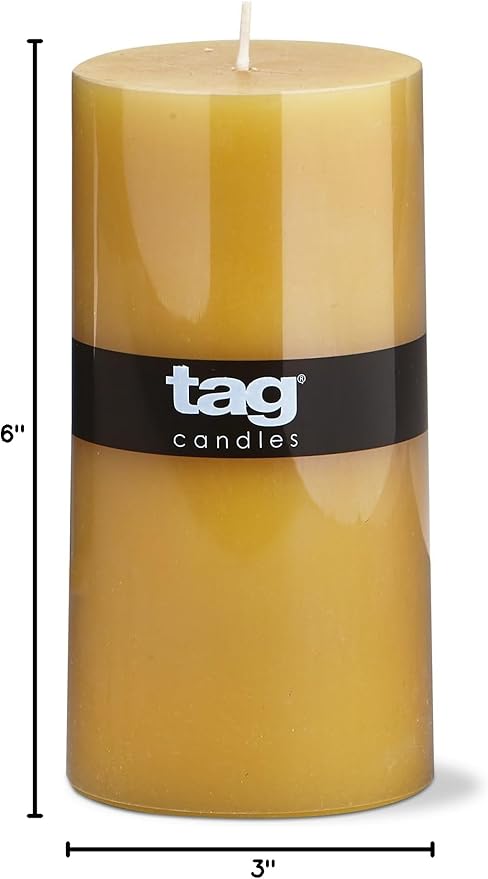 tag Color Studio 3X6 Pillar Ochre Yellow Smokeless Paraffin Wax Burn Time 85 Hours 3x6 Ochre Yellow