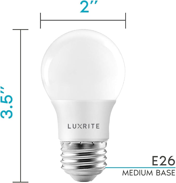 LUXRITE A15 LED Bulb 40W Equivalent, 7W, 3000K (Soft White), 600 Lumens, Enclosed Fixture Rated, Dimmable Ceiling Fan Light Bulbs, E26 Medium Base, UL Listed - Indoor and Outdoor (12 Pack)