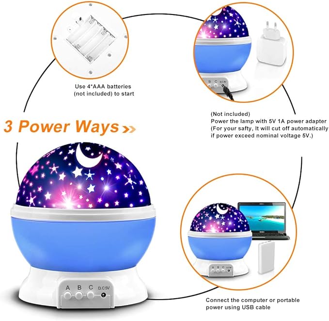 Star Projector, Night Light Lamp Fun Birthday Gifts for 1-4-6-14 Year Old Girls and Boys Kids Bedroom Decor -Blue