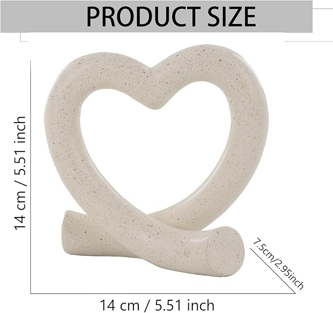 Heart Sculpture Home Decor - Love Line Modern Aesthetic Statue - Unique Ornaments Decorations for Living Room, Coffee Table, Bedroom, Shelf - Romantic Gifts for Lover