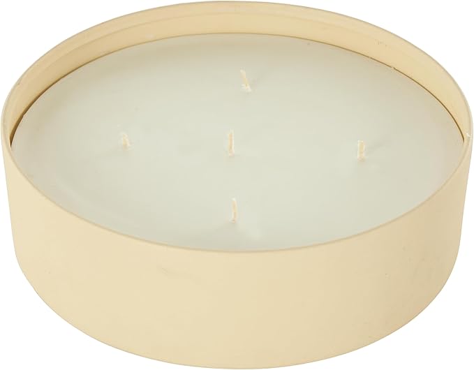 Deco 79 Metal Decorative Candle Juicy Black Cherries Scented Textured 59oz 5 Wick Aromatherapy Candle with White Wax, Wax Aromatherapy Candle 9" x 9" x 3", Beige