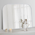 Modern Large Wall Mirror, Modern Mantel Minimalist Home Decor, Brushed Silver Metal Framed Arched Mirror for Living Room, Bedroom, Fireplace, Mantle, Entryway, Bathroom, 36" x 24", Silver