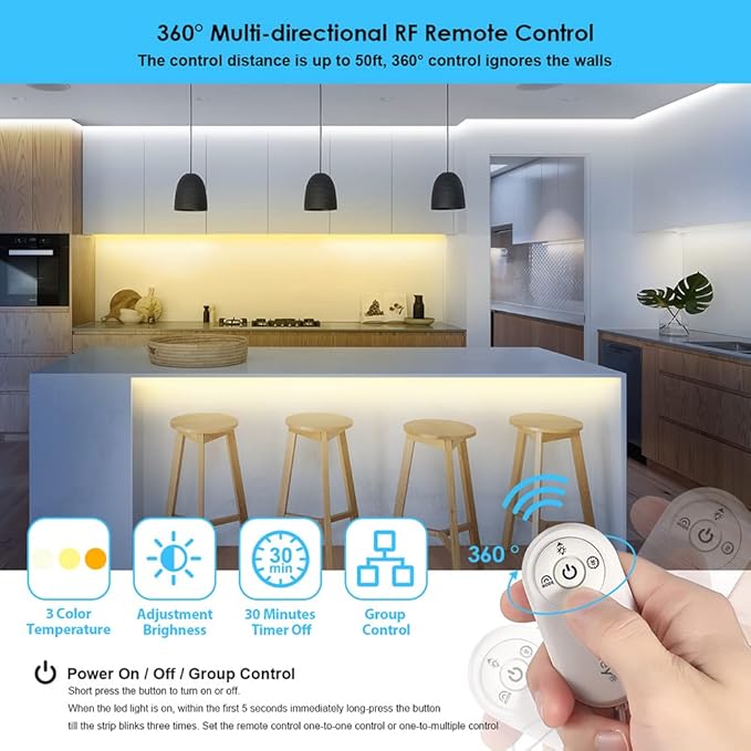 White LED Strip Lights, 100ft Dimmable Bright 24V Led Tape Light with Remote and App Control, 2700K-6500K White 1800 LEDs Lights for Bedroom, Kitchen, Ceiling (2 Rolls of 50ft)