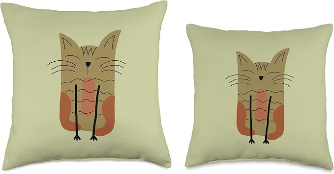 Cute Scandinavian Animals Designs Mom Scandinavian Lover Boho Cats Throw Pillow, 18x18, Multicolor