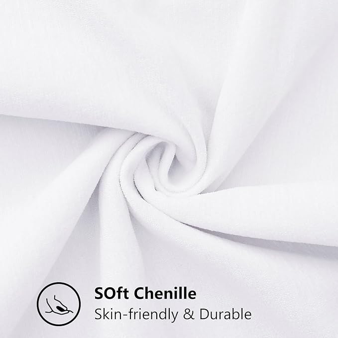 decorUhome Chenille Soft Throw Pillow Covers 16x16 Set of 2, Farmhouse Velvet Neutral Decorative Euro Pillow Covers with Stitched Edge for Couch Sofa Bed Home Decor, White