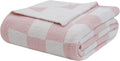 bearberry Fuzzy Checkerboard Grid Throw Blanket Knitted Soft Cozy Warm Microfiber Blanket Decor for Couch Sofa Bed Travel Home (Pink, 40''x50'')