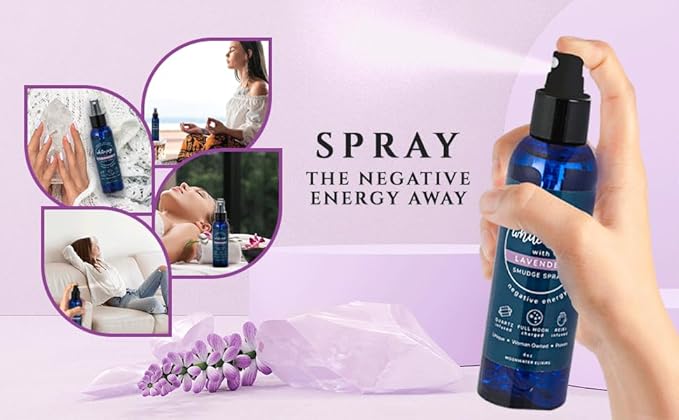 Smudge Spray Gift Set - White Sage Smudge Spray + Sage & Lavender Smudging. Spiritual Cleansing & Aura Protection. Lavender Smudging Duo.