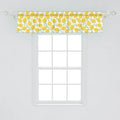 Lunarable Mint and Yellow Window Valance Pack of 2, Summer Fruit Pattern with Dots Stripes Doodle Lemons and Leaves, Rod Pocket Curtain Valances for Kitchen Bedroom, 54" X 12", Mint Green