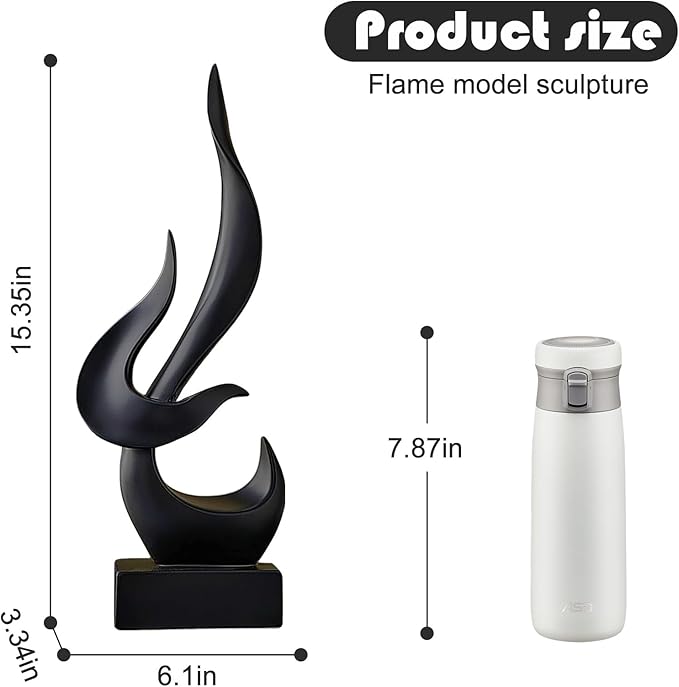 Dosker Flame Sculptures Home Decor, Abstract Statues Shelf Decor, Table Decor, Desk Decor for Living Room Office, Kitchen (Black)