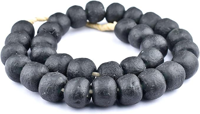 Jumbo Recycled Glass Beads, 21–25mm – African Sea Glass for Wall Hangings, Coffee Table Decor, Shelf Styling, and Home Accents – (Black) – The Bead Chest