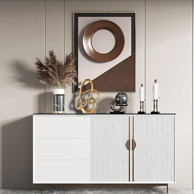 Modern Gold Knots Decor Ceramic Statue - Abstract Home Accent & Tabletop Figurine for Living Room, Bedroom, Bathroom, Office, Shelf, Mantel - Wedding, Coffee Table, Dining Room Centerpiece Decoration