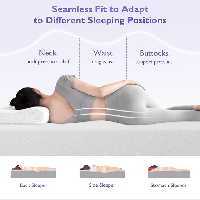 FDW | 12 Inch Twin XL Mattress | Medium Firm | Gel Memory Foam Mattress | White | Bed in a Box, CertiPUR-US Certified | Pressure Relief, Cooling Ventilated Foam | Washable Removable Cover