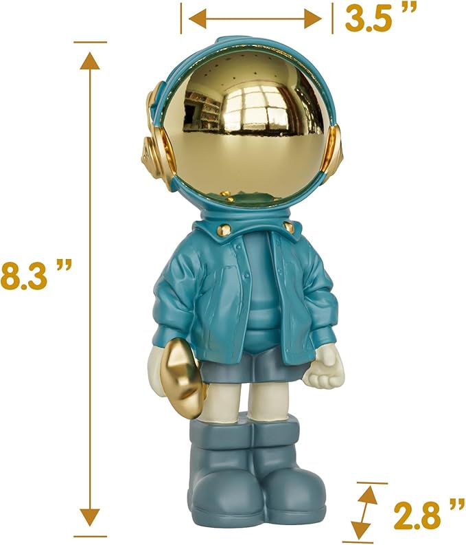Small Figurine Statue Astronaut Sculpture Decor,Sculpture for Home Decor,Arts Blue Shelf Decoration,Cool Metal Mask Table Decor,Mini Ornament