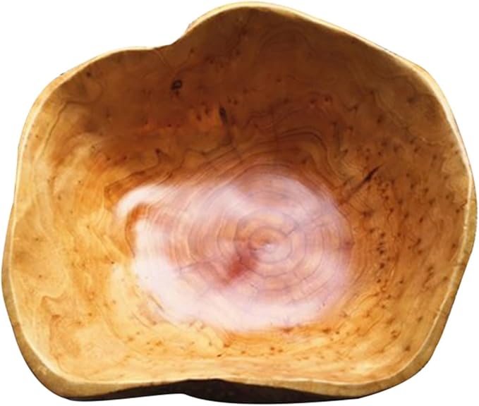 Wooden Bowl Decorative Natural Wood Fruit Bowl, Irregular Creative Wood Bowls, Rustic Hand Carved Candy Snack Keys Serving Bowls for Home Decor (Above 16" Diameter)