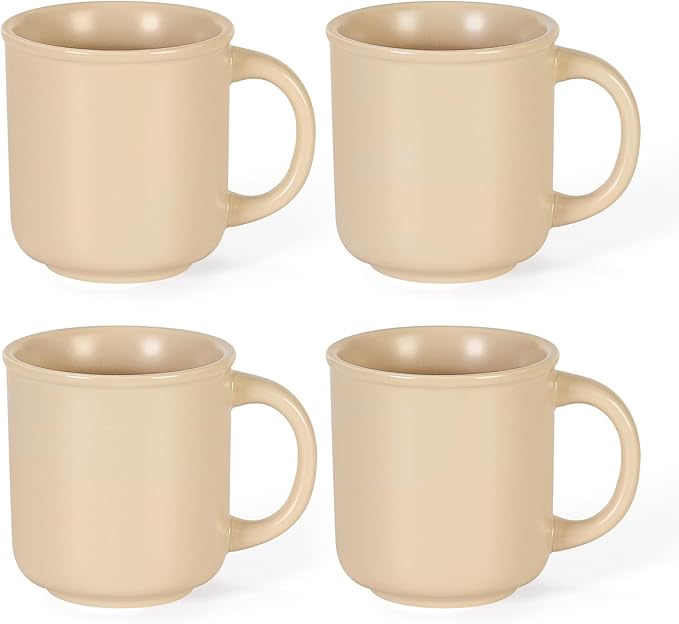 GZG 18 oz Coffee Mugs Set of 4, Modern Ceramic Coffee Cups Set with Handle, Large Coffee Mugs for Tea, Latte, Milk, Cocoa, Rustic Matte Glaze, Microwave & Dishwasher Safe(Warm Sand)