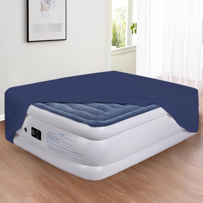 Bedecor Air Bed Sheets for Mattress Cover Removable Bed and Elastic Band Super Soft and Breathable & Deep up to 21" Blue King