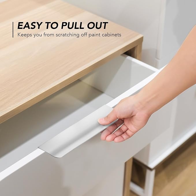 Ravinte Hardware 6 Pack Silver Cabinet Handles, 5 Inch (128mm) Finger Edge Pulls, 4 Inch Hole Center, Finger Pulls for Cabinets