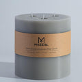 MOZEAL Extra Large 3 Wick Gray Pillar Candle, 6" x 6", Unscented, Dripless, Smokeless, and Clean-Burning. Approx. 120 Hours of Burn Time. Perfect for Weddings, Dinners, Christmas and Home Decor