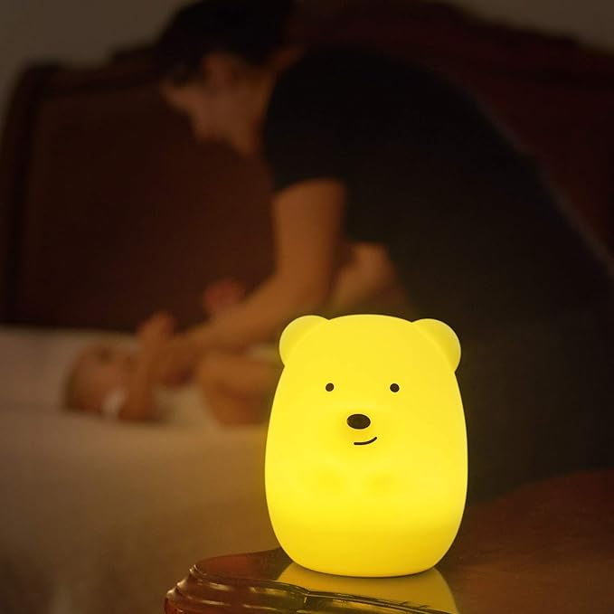 Bear Night Lights for Kids, Bedside lamp for Children, Baby Nursery Light - Break Resistant/Eye Caring/Adjustable Brightness Color/Time Setting/Gifts for Kids Babies Boys Girls - Medium