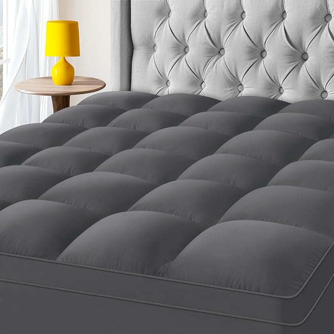 KAYFIA Full Mattress Topper, Extra Thick Mattress Pad Cover for Deep Sleep,3D+7D Snow Down Alternative Fill Overfilled Plush Pillow Top with 8-23 Inch Deep Pocket-Gray