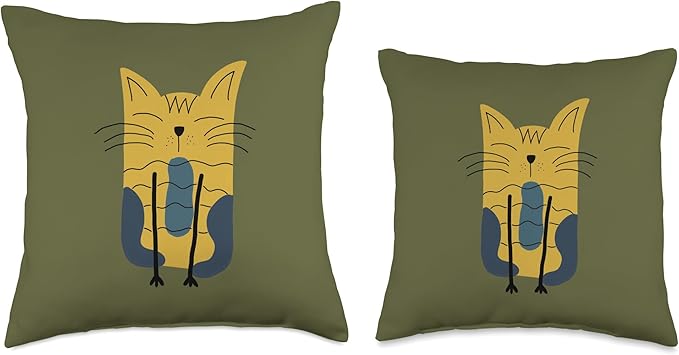 Cute Scandinavian Animals Designs Mom Scandinavian Lover Boho Cats Throw Pillow, 18x18, Multicolor