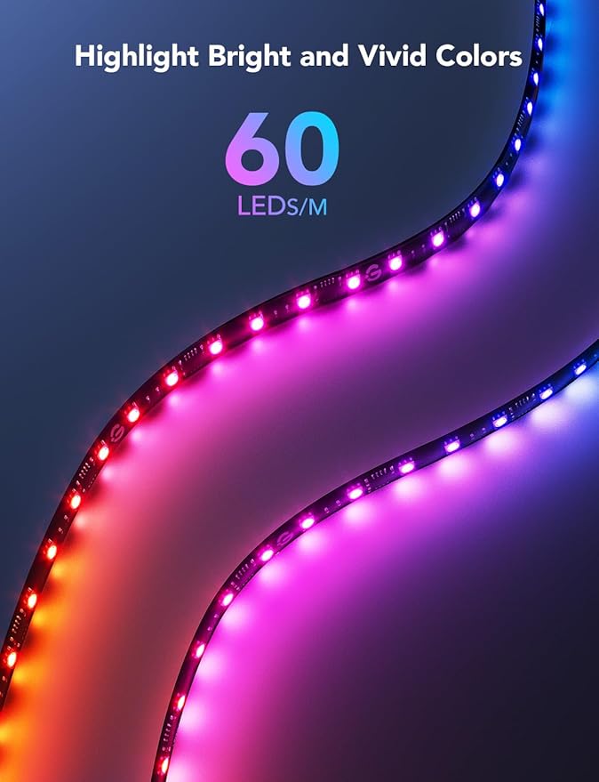 Govee Gaming Light for Monitor G1, RGBIC LED Backlight for 27-34 Inch PC, Smart LED Lights for Monitors with Color Matching, Adapts to Curved Monitors, Double Strip Light Beads with 123 Scene Modes