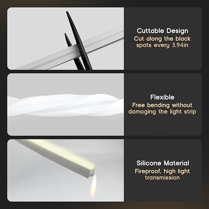 LED Strip Lights Warm White 3000K,98.4ft 110-120V Neon Rope Lights,Flexible Silicone Outdoor Waterproof Neon Strip Lights for Bedroom,Mirror,Kitchen Cabinet, Living Room,Halloween Decor