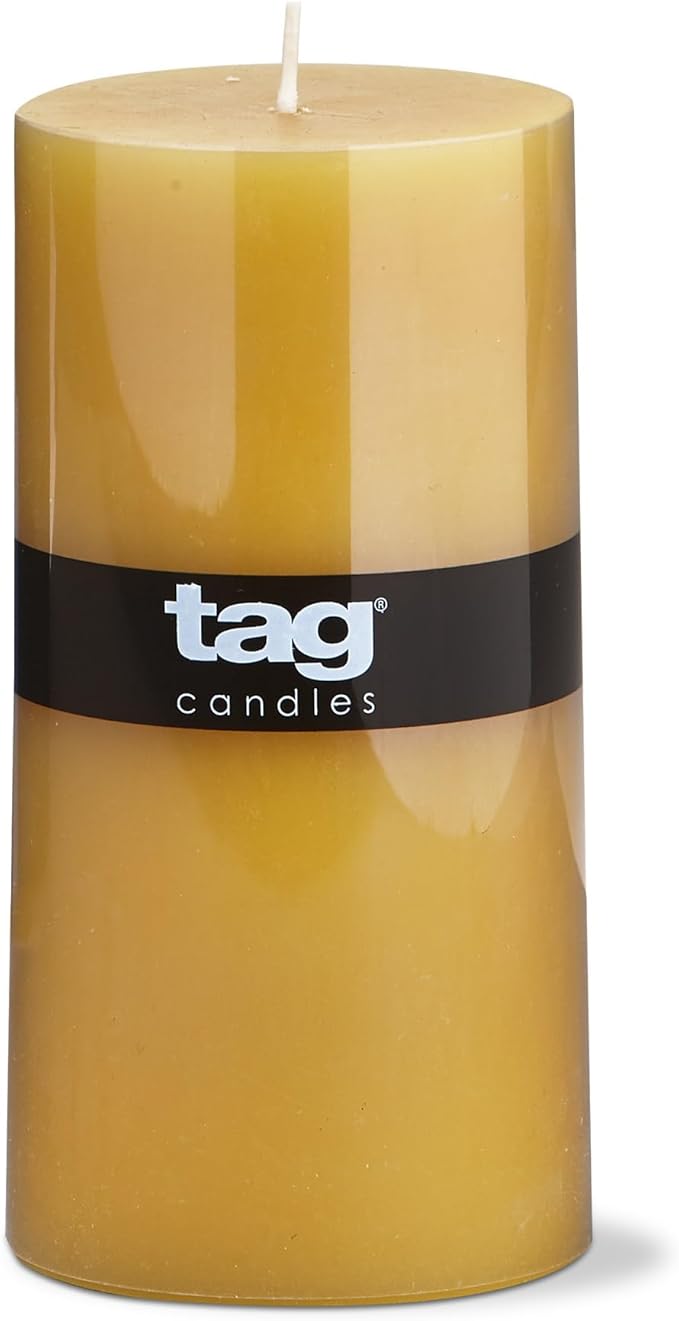 tag Color Studio 3X6 Pillar Ochre Yellow Smokeless Paraffin Wax Burn Time 85 Hours 3x6 Ochre Yellow