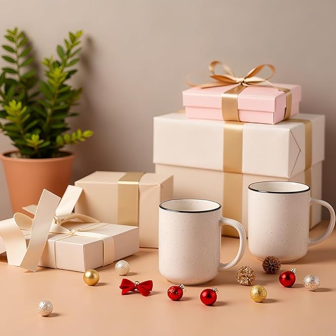 Coffee Mugs Set of 6, 12 oz Coffee Cups Ceramic, Ceramic Coffee Mug with Handle and Speckled Patterns for Latte, Tea, Cocoa, Milk, Cappuccino, Microwave & Dishwasher Safe