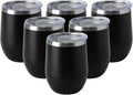 HASLE OUTFITTERS 12oz Wine Tumbler with Lid Stemless Wine Glasses Double Wall Vacuum Travel Mugs stainless steel Coffee Cup for Cold & Hot Drinks Wine Coffee Cocktails Beer 6 Pack Black