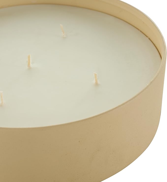 Deco 79 Metal Decorative Candle Juicy Black Cherries Scented Textured 59oz 5 Wick Aromatherapy Candle with White Wax, Wax Aromatherapy Candle 9" x 9" x 3", Beige