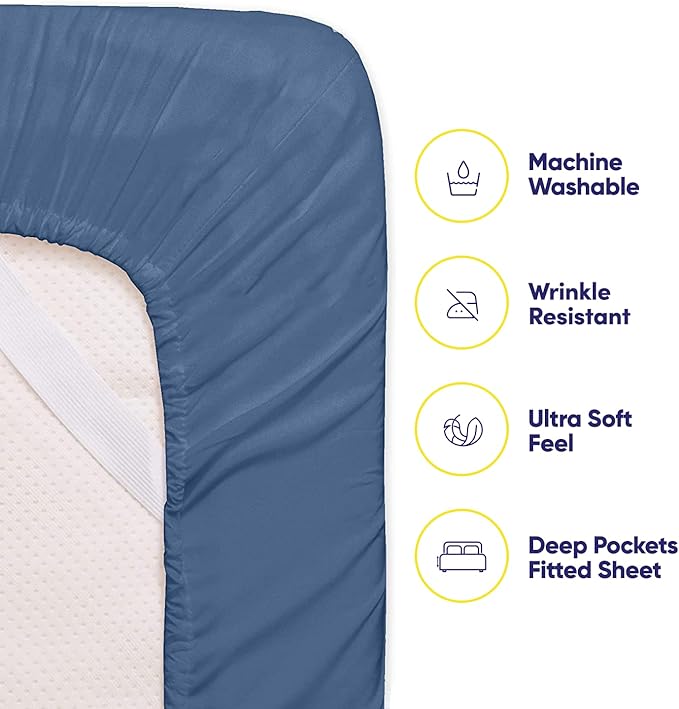 King Size Bed Sheets - 6 Piece 1500 Supreme Collection Fine Brushed Microfiber Deep Pocket King Sheet Set Bedding - 2 Extra Pillow Cases, Great Value, King, Denim